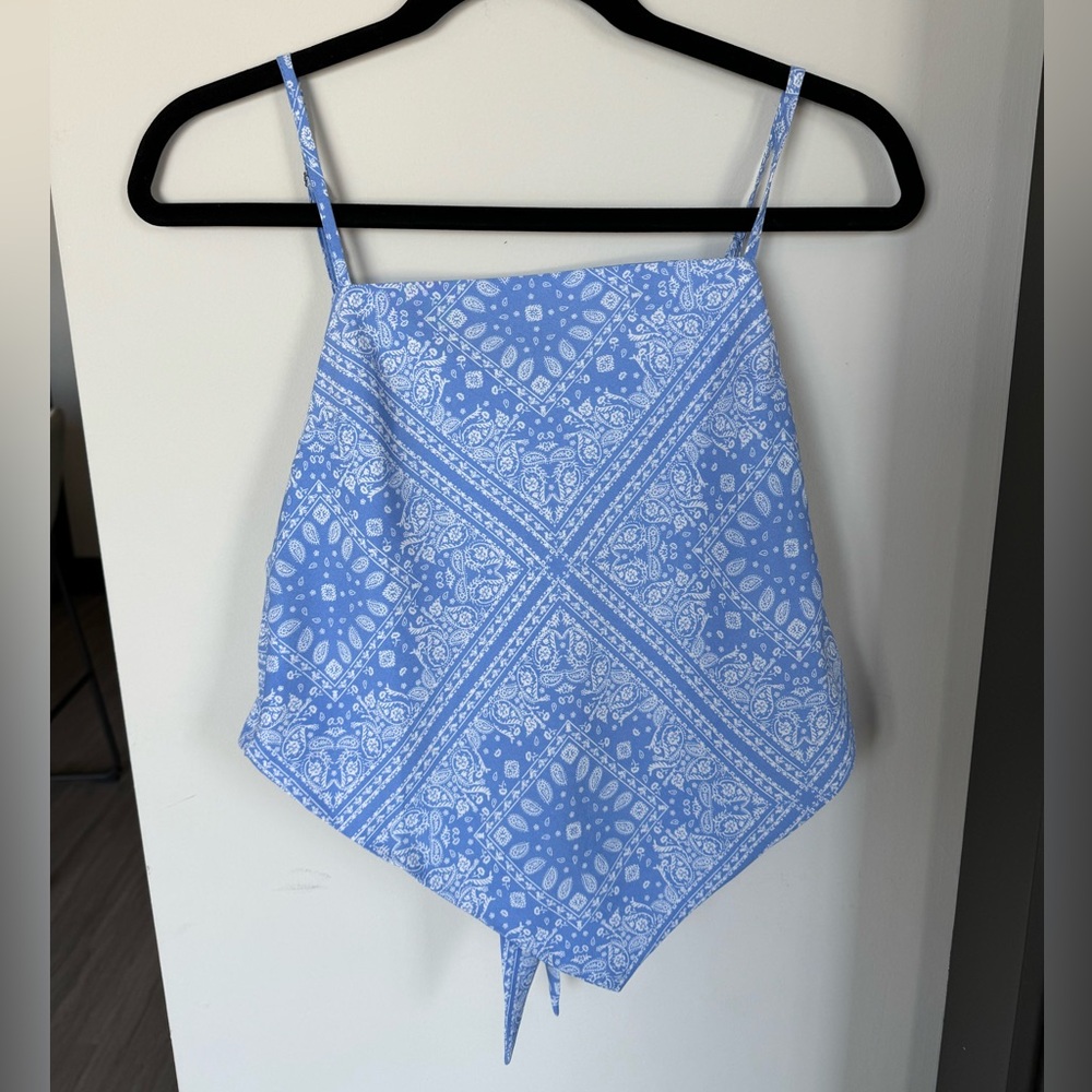 Vestique Light Blue Bandana Tie Back Top